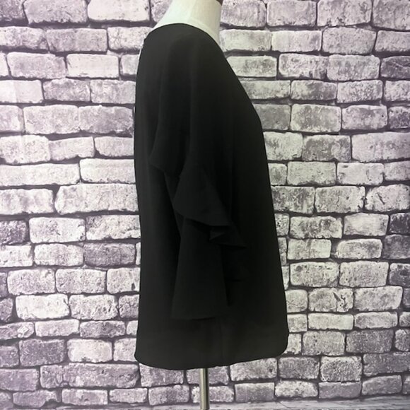 Alfani NWT Black 3/4 Ruffle Sleeve Blouse Size M - Picture 7 of 8